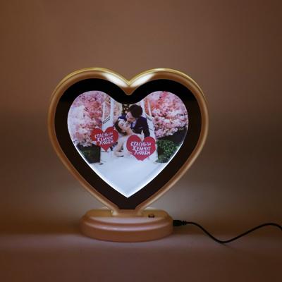 China Lit Led Lights Photo Frame Blanks Heart Mirror Magic Sublimation for sale