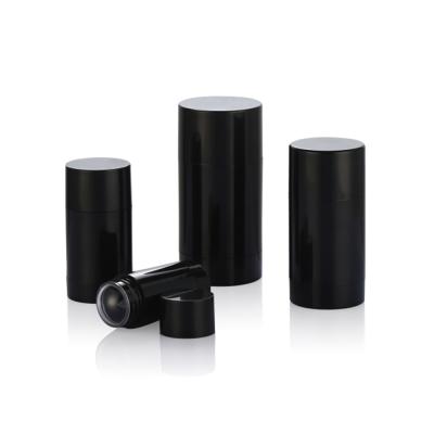 China Hot Selling Empty Cylinder Cosmetic Black 15ml30ml50ml 75ml Shape AS Plastic Rotary Solid Deodorant Stick Container for sale