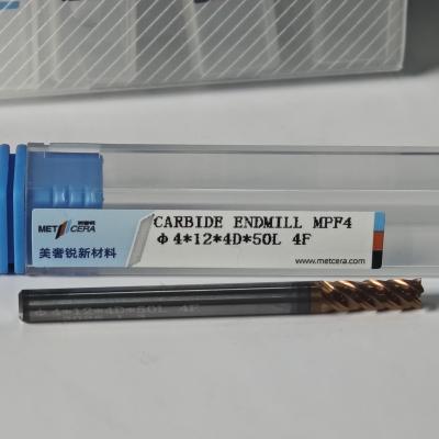 Κίνα 4mm MPF4 Universal 4 Flutes Flat End Mill για ξηρή και υγρή επεξεργασία χάλυβα άνθρακα Φ4x12x4Dx50mm προς πώληση