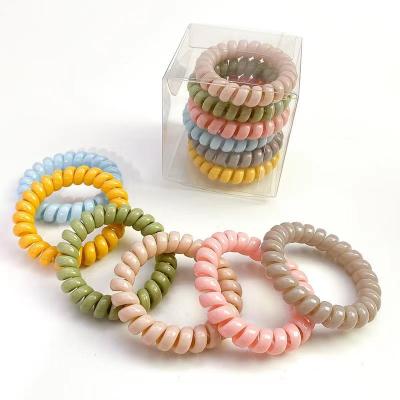 China Large sweet soft border color source feeling telephone line of ice cream hair tie set. Boxed high elastic main rope for sale