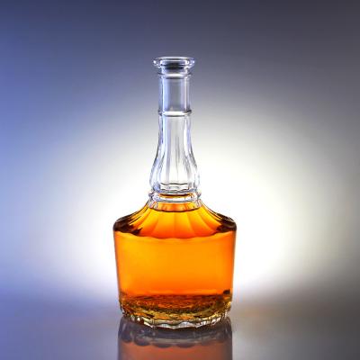 China 500ml Glass Bottle With Cork for Whisky Vodka Spirits Engraving in Long Neck Design for sale