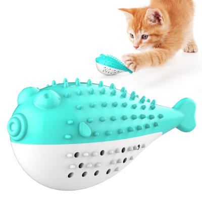 China 2021 Amazon Pet Cleaner Hot Sale 4 Viable Colors Teeth Toy Custom Interactive Squeaky Training Cat Chew Toy for sale