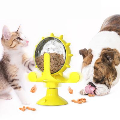 China Hot Viable New Pet Toy 3 Colors Slow Food Feeder Puzzle Catnip Cheap Spinning Amazon Windmill Pet Toy for sale