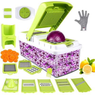 China Viable Veggie Cleaver, Food Chopper Cutter Onion Slicer Dicer, 10 in 1 Manual Veggie Mandoline Slicer for Garlic, Cabbage, Carrot for sale