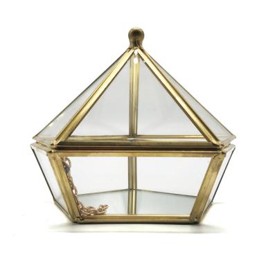 China Glass+aluminum strips french luxury gold multicolor glass storage jar art glass jewelry box for sale