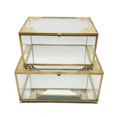 China Glass+aluminum strips french luxury gold multicolor glass storage jar art glass jewelry box for sale