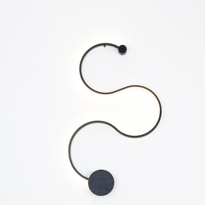 China 2020 New European Indoor Minimalist Creative Curve Easy Style LED Indoor Ultra Thin Modern Linear Decorative Wall Light Assembly for sale
