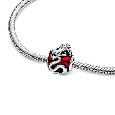 China Cute Wholesale S925 Sterling Silver Beads Mulan Mushu fit Women's pandoraes Original Bracelet DIY Charms jewelry Holiday gifts for sale