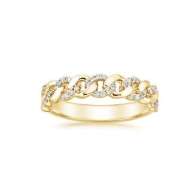 Chine Micron Pave CZ 18K plaqué en or Chaîne d'empilement Lien de chaîne 925 Sterling Silver Bague pour femmes à vendre