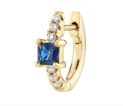 Cina 925 Sterling Silver Mini Gold Plated Baguette Hoop Huggie Orecchini per donne Gioielli in vendita