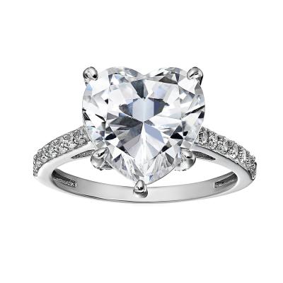 Chine Technologie d'insertion de micro-insert Découpe de cœur CZ pierre 925 argent sterling Anneaux de fiançailles à vendre