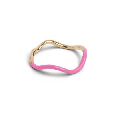 Chine 925 Sterling Silver 18k Gold Pink Enamel Band Rings Pour Les Femmes Les Filles à vendre
