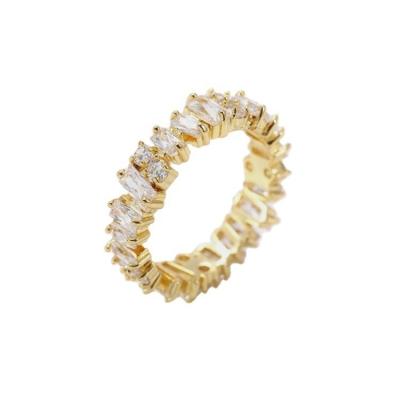 China Silver Women's Fine Jewelry White Diamond Zircon Eternity Rings with Inlay Technology for sale