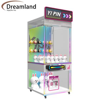 China Dreamland luxe munt bediend 9 inch kraan klauw machine doorzichtig glas display klauw speelgoed prijs spelmachine voor arcade game room Te koop