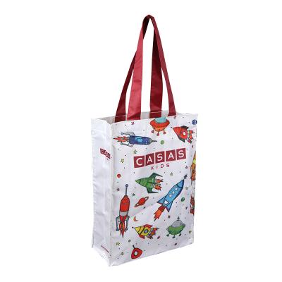 China Reusable Wholesale Custom Digital Printing Polyester Rocket Aerospace White Club Spaceship Promotion Gift Tote Bag For Shopping for sale