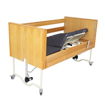 China Five Function Solid Wood Sliding Guardrail Nursing Bed for Hospital and Home for sale