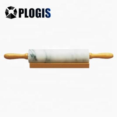 China Gray Marble Rolling Pin workable with wooden handle and marble pastry board for sale