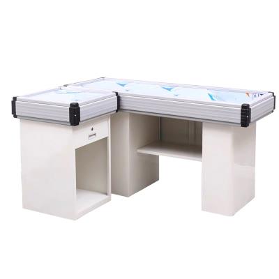 China White Color Metal Grocery Checkout Counters Miniso Retail Equipment Cashier Combination Cabinet Beauty Supply Desk Used Supermarket for sale
