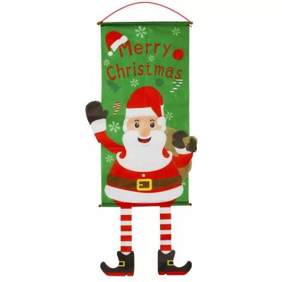 China Cloth ho ho ho santa claus Section decoration hanging picture cloth door hanging for sale