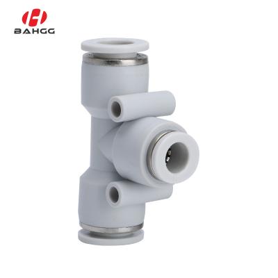 China Building Material Shops Bahoo PEG 3 Tip Air Flow Speed Control Air Hoses Big One Small Way T Type One Pneumatic Tip Quickly Connect Pneumatic Fittings for sale
