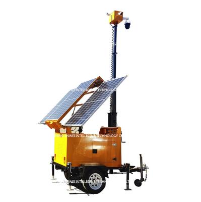 China Portable Solar Powered Surveillance CCTV Trailer Mobile Solar Camera Trailer for Remote Areas Monitoring for sale