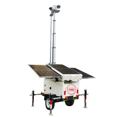 China Zonne-Cctv-trailer met 6 meter handmatige mast voor de bewaking van bouwterreinen Te koop