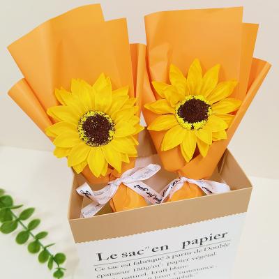 China Graduation season simulation flower sunflower bouquet mini finished sunflower rose soap flower souvenir for sale