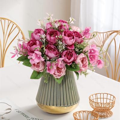 China Factory direct sales of artificial flowers, fake bouquets, perfumes, peonies, home decoration bouquets, festival gifts, and handmade flowers wholesale for sale
