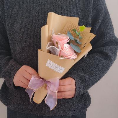 China Artificial rose single bar soap bouquet, carnation everlasting flower, festival gift decoration for sale