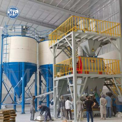 China Linha de produção automática de embalagem de argamassa seca, revestimento de parede, gesso desnatado, revestimento de areia, misturador de cimento, azulejos, máquina de fazer cola, colagem à venda