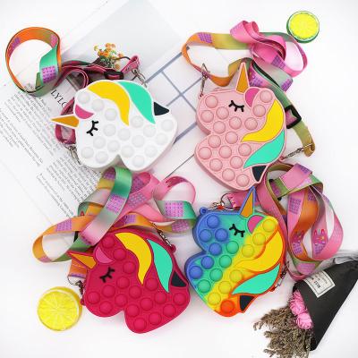 China Stress Reliever Rainbow Silicone Mini Popping It Bag Kids New Busy Person Toys Pack Cross Popping It Bubble - Body Bag for sale