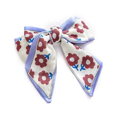 China Ziming Style Retro Ziming Style Bow Heart Party Satin Hair Cloth Hair Clip French Elegant Pastoralism Bow Hair Clip Floral Cloth Hair Clips for sale