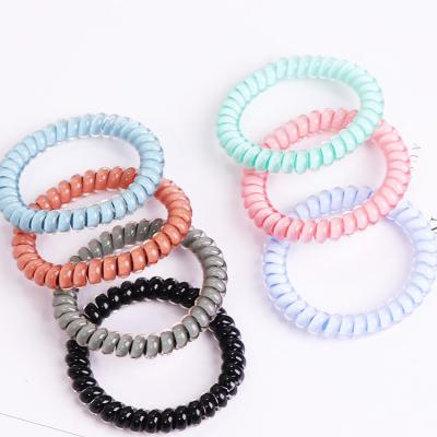 China 2020 hot sale party candy color simple style telephone wiring hair elastic for women and girls for sale