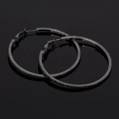 China Ziming TRENDY Geometry Diamond Hoop Earrings Bulk Sale 5.5 Cm Diameter Black Rhinestone Hoop Earrings Large Size Rhinestone Hoop Earrings for sale