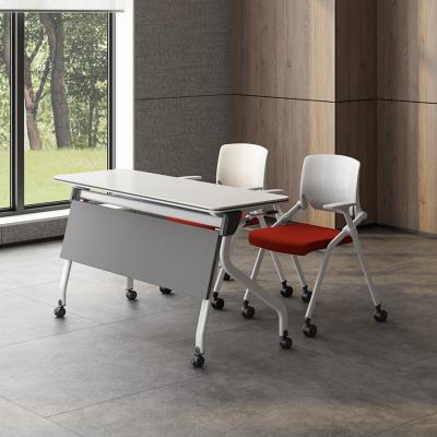 China Foldable Office movable folding office furniture accessories metal frame training desk table chair sets for sale