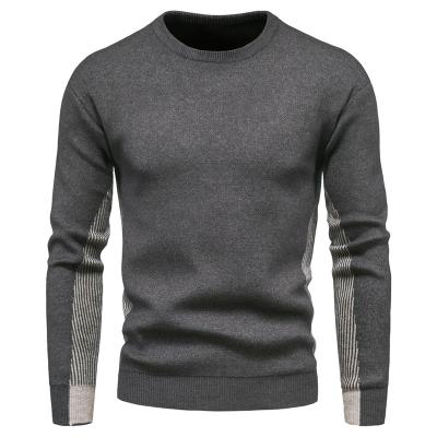 China 2021 Autumn Winter Warm Sweater Custom Crewneck Sweater Men Knitted Pullover Yarn-Dyed Sweater Fitted Slim Knitted Top for sale