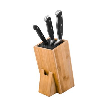 China Commonly Sustainable Used Bamboo Knife Block With Removable Bristles For Kitchen Storage for sale