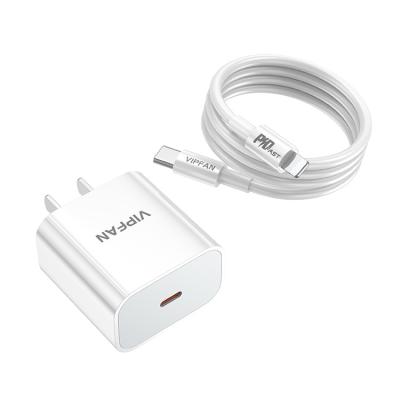 China VIPFAN Mobile Phone Wall USB C 20w Fast Charging Adapters with Type-C to IP Cables Charger Kit for iPhone 12 for sale