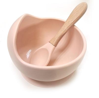 China Bunte Säuglingssilikon-Saugschüssel stellte 12*8*5.8cm mit Fütterungslöffel ein zu verkaufen