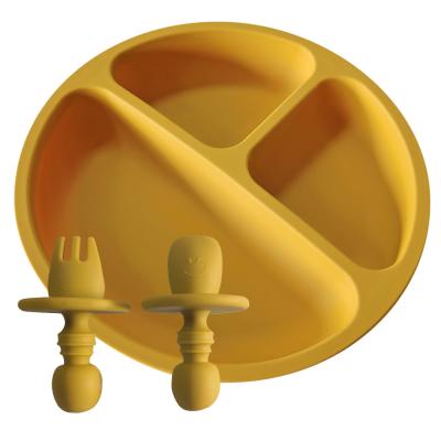 Китай Ложка плиты 19.8cm младенца силикона Eco дружелюбная портативная разделенная и набор вилки питаясь продается