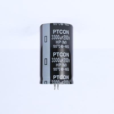 China High Quality Sufficient Price 35X60 200v 3300uf General Purpose Lower Long Life PTCON Voltage Break In Aluminum Electrolytic Capacitor for sale