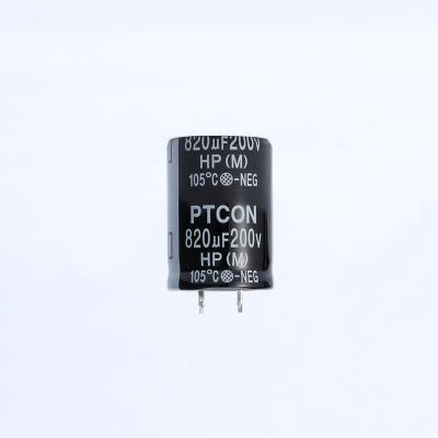 China Sufficient Long Life Low Voltage PTCON Price 25X35 200v 820uf General Purpose Aluminum Electrolytic Capacitor for sale