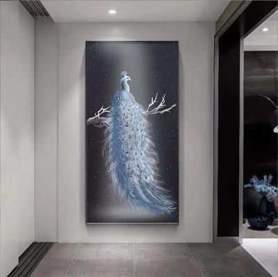 China Waterproof+ECO-Friendly+High Definition Factory Direct Selling High-grade Porch Painting Peacock Diamond Hanging Painting for sale