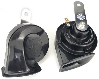 China Universal 2 Pcs Car Truck Refitting Black Loud Dual Tone Snail Electric Horn 12V 24v for sale