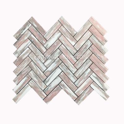 China Modern Natural Marble Seven Colors Herringbone Mosaic Tiles for sale
