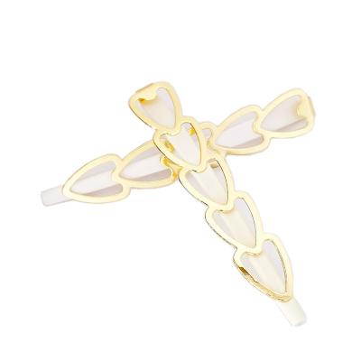 China Not easy to fade wholesale 6.6CM gold hair clip, peach heart design does not hurt your hair, suitable for DIY hair accessories production for sale