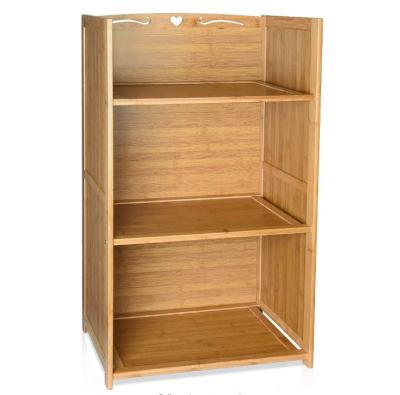 China Sustainable Bamboo Wooden 3 Tier Bookcase Shelf for sale