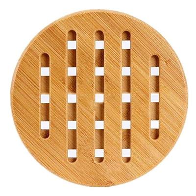 China Sustainable set of 4 solid round bamboo coasters with non-slip pads for sale