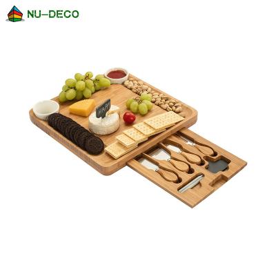 China Wholesale Viable Kitchen Serving Tray Food Customized Mini Cheese Boards And Knife Set Bamboo Wood for sale