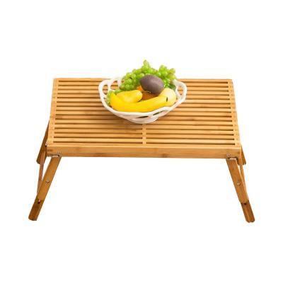 China Foldable Bamboo Bed Tray Table and Adjustable Breakfast Serving Tray End Table for Bed 60 x 40 x 4 cm for sale